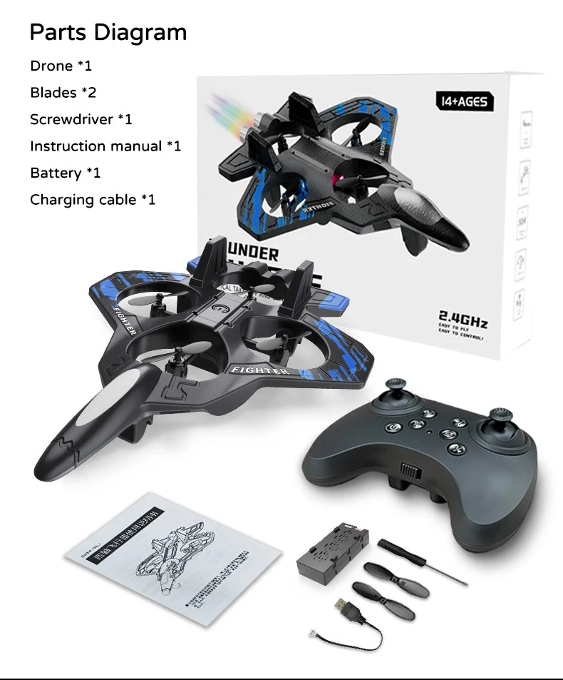 Avión Fighter con Luces LED y Control Remoto