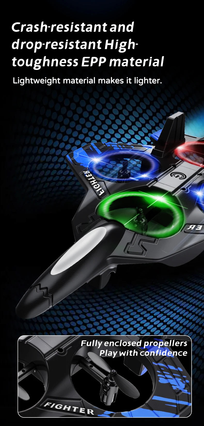 Avión Fighter con Luces LED y Control Remoto